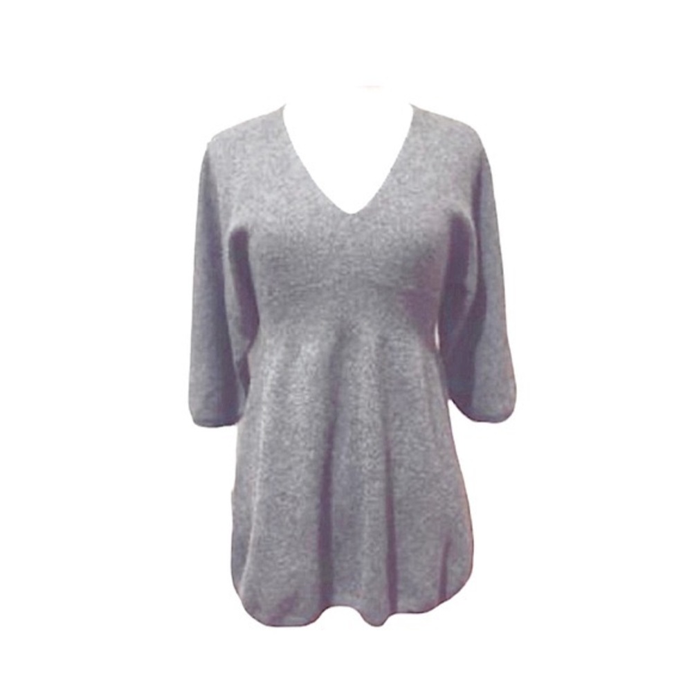 Kenar 100% Cashmere V-Neck Sweater Heather Light Grey Size Medium
